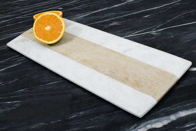 

Organic Home Rectangle Chopping Board Marble, Wood Cutting Board(White, Brown)