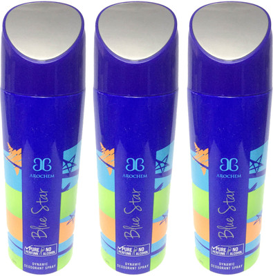 

Arochem Blue Star Perfume Body Spray - For Men & Women(600 ml, Pack of 3)