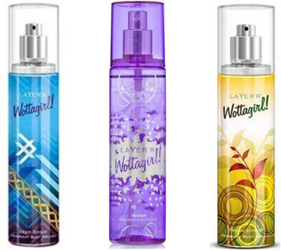 

LAYERR WOTTAGIRL FRESH CITRUS FRAGRANT BODY SPLASH + WOTTAGIRL DEEP SPACE FRAGRANT BODY SPLASH + WOTTAGIRL HEAVEN FRAGRANT BODY SPLASH Body Spray - For Women(135 ml, Pack of 3)