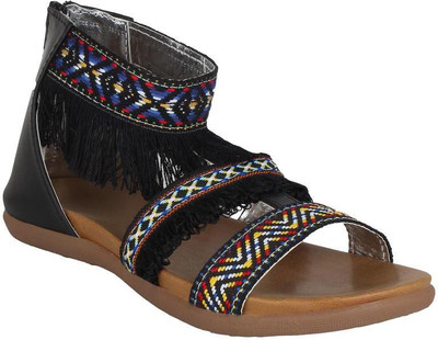

Glitzy Galz Girls Sling Back Strappy Sandals(Black