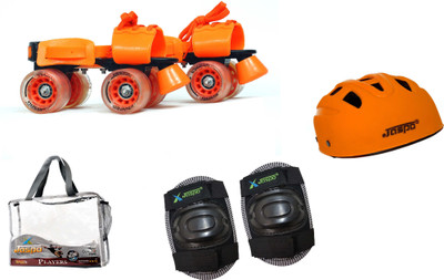 

Jaspo Players Eco Orange Senior Skates Combo (skates+helmet+knee+bag)suitable for age 6 to 14 years Skating Kit