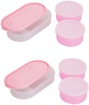 

Philco Carrolite Combo 3in1 Pink Container 4 Plastic container 2chappati tray 6 Containers Lunch Box(1300 ml), Multicolor