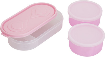 

Philco 3in1 Pink Container-2 Plastic container:1 chappati tray 3 Containers Lunch Box(650 ml), Multicolor