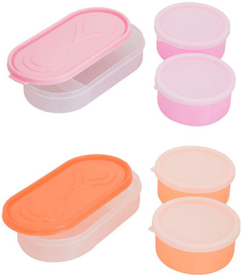 

Philco Carrolite Combo 3in1 Pink - 3in1 Orange Container 4 Plastic container 2chappati tray 6 Containers Lunch Box(1300 ml), Multicolor