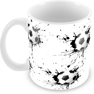 

Tuelip Printed Football Tea & Coffee Ceramic Mug(350 ml), White