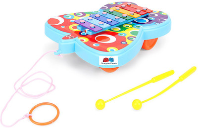 

GRAPPLE DEALS Pull Along Butterfly Shape Xylaphone Attractive Colours With Beater Stick For Kids.(Multicolor)