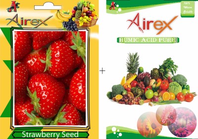 Airex Strawberry Fruit Seeds + Humic Acid Fertilizer (For Growth of All Plant and Better Responce) 15 gm Humic Acid + 20 Seeds Per Packet Seed(20 per packet)