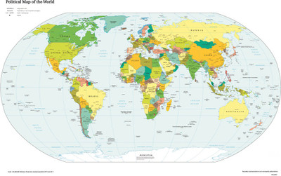 

World Map Peel and Stick Wall Paper ( 36 X 54 Inch) Paper Print(91 inch X 137 inch, Rolled)