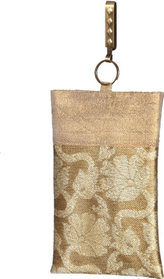 

Mahadev Exports Mobile Pouch for Women Gold White Flower Mobile Pouch(Gold)