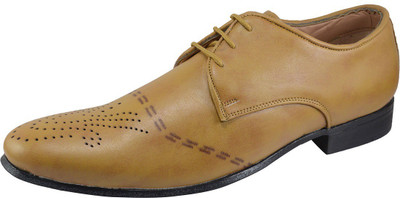 

Vonzo Pointed Toe Lace Up Formal Oxfords Business Casual Wedding Dress Lace Up For Men(Tan