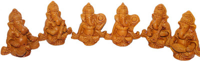 

Sarvsiddhi Terracotta Plain Musical Ganesha Set Of 6 Decorative Showpiece - 12 cm(Terracotta, Brown)