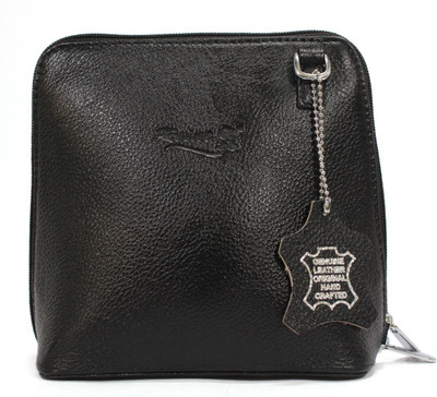 

REINE Girls Casual Black Genuine Leather Sling Bag