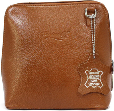 

REINE Girls Casual Tan Genuine Leather Sling Bag