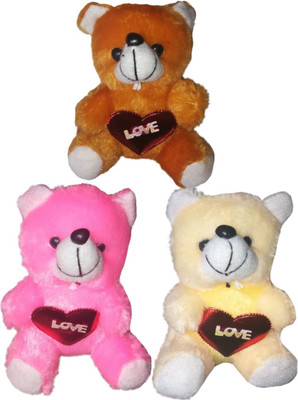

COST TO COST Small Three Teddy Bear - 19 cm(Red, Brown, Cream)