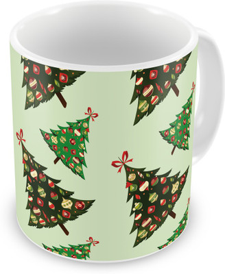 

Indigifts Christmas Tree Printed Green Ceramic (330 ml) ( Xmas Gift For Her, Him, Boy, Girl, Dad, Mom, Friends, Family ) - Christmas Decorations Ceramic Mug(330 ml)