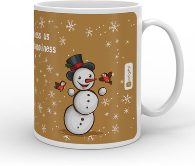 

Indigifts May God Bless Us with Joy & Happiness Quote Ceramic Mug(330 ml), Brown