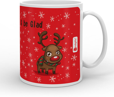 

Indigifts Smile, Sing & be Glad Quote Ceramic Mug(330 ml), Red