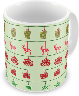 

Indigifts Christmas Nordic Pattern Printed Light Green Ceramic (330 ml) ( Xmas Gift For Her, Him, Boy, Girl, Dad, Mom, Friends, Family ) - Christmas Decorations Ceramic Mug(330 ml)