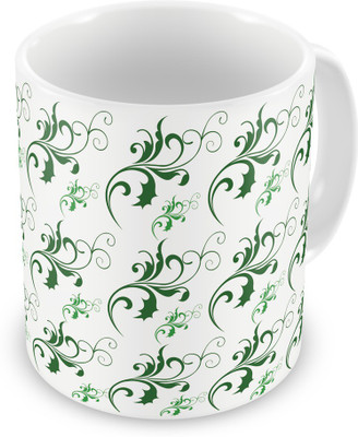 

Indigifts Leaf Pattern Printed White Ceramic (330 ml) ( Xmas Gift For Her, Him, Boy, Girl, Dad, Mom, Friends, Family ) - Christmas Decorations Ceramic Mug(330 ml)