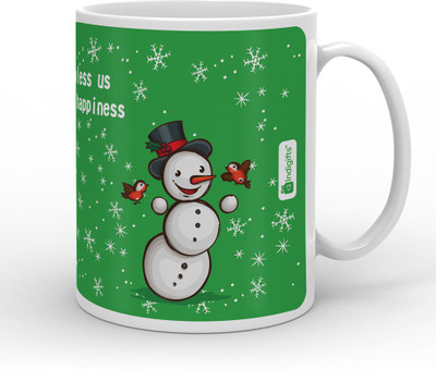 

Indigifts May God Bless Us with Joy & Happiness Quote Ceramic Mug(330 ml), Green