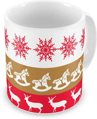 

Indigifts Christmas Nordic Pattern Printed White Ceramic (330 ml) ( Xmas Gift For Her, Him, Boy, Girl, Dad, Mom, Friends, Family ) - Christmas Decorations Ceramic Mug(330 ml)