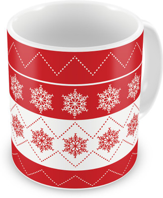 

Indigifts Snow Printed Red Ceramic (330 ml) ( Xmas Gift For Her, Him, Boy, Girl, Dad, Mom, Friends, Family ) - Christmas Decorations Ceramic Mug(330 ml)
