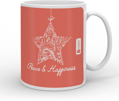 

Indigifts Peace & Happiness Quote Ceramic Mug(330 ml), Pink