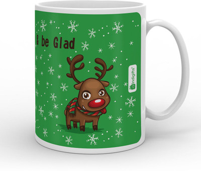 

Indigifts Smile, Sing & be Glad Quote Ceramic Mug(330 ml), Green