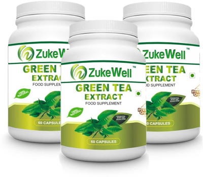 

Zukewell Green Tea Extract 500 mg (60% Polyphenols) Fat Burner-60 Pure Veg Capsules Pack of 3 (60 g)(60 No)