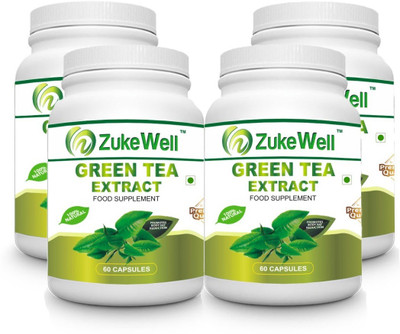 

Zukewell Green Tea Extract 500 mg (60% Polyphenols) Fat Burner-60 Pure Veg Capsules Pack of 4 (60 g)(60 mg)