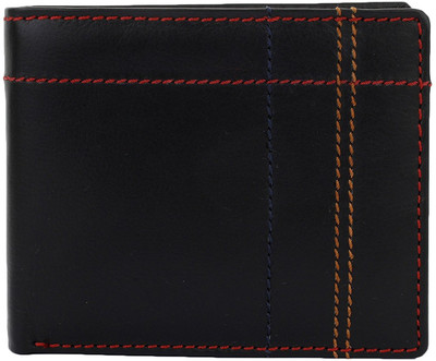 

K London Men Black, Tan Genuine Leather Wallet(9 Card Slots)