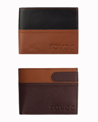 

rovec Men Black, Brown Artificial Leather Wallet(3 Card Slots)