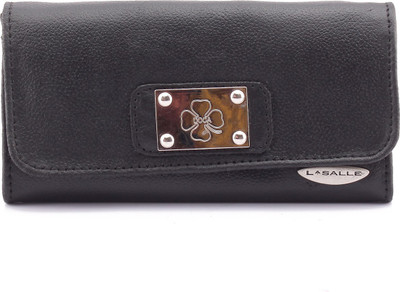 

LASALLE Women Casual Black Genuine Leather Wallet(12 Card Slots)