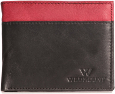 

Wildmount Men Black, Red Genuine Leather Wallet(8 Card Slots), Dark black