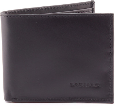 

LASALLE Men Black Genuine Leather Wallet(3 Card Slots)
