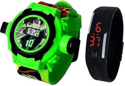 Pappi Boss Pack of 2 Benton & Black LED Band Watch  - For Boys & Girls   Watches  (Pappi Boss)