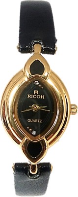 Ricoh LADIES FANCY GOLD CASE WITH BLACK BELT Watch  - For Women   Watches  (Ricoh)