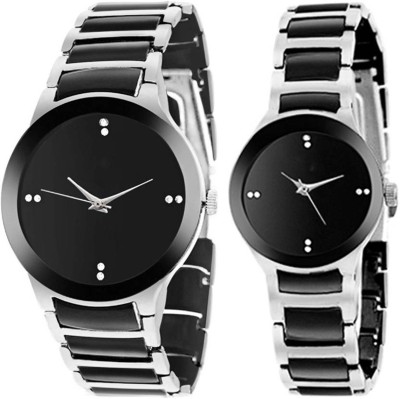 Keepkart IIK Collectiony Black Silver Couple Watch For Boys And Girls Watch  - For Men & Women   Watches  (Keepkart)