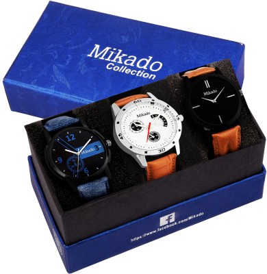 Mikado New Multi color Men's 3 watches combo set for casual and party wedding occasion(Gift item for Men's) Watch  - For Men   Watches  (Mikado)