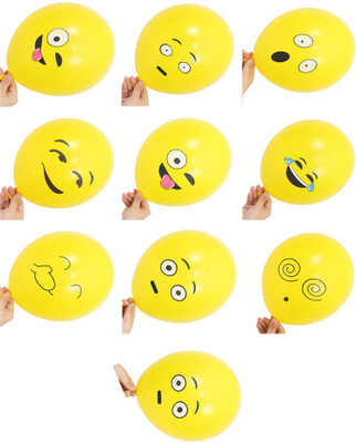

Futaba Printed Smiley Face Expression Yellow Latex Balloons - Pack of 10 Balloon(Yellow, Pack of 10)