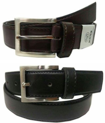 

REVO Men & Women Formal Multicolor Genuine Leather Belt, Black and brown