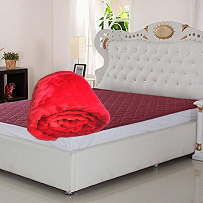 TrueValue Creations Solid Single Mink Blanket for  Heavy Winter(Polyester, Red)