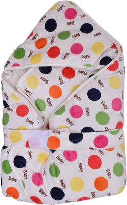 

Momsyard Polka  Hooded Baby Blanket(Polyester, White