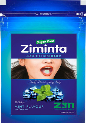 

Ziminta Mouth Freshener Orally Disintegrating Strips ( Sugar Free ) - 30 Strips (Mint Flavour) - Pack Of 2 Strip(20 g)