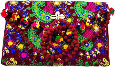 KABIR BAMBHAARI Casual Maroon Clutch