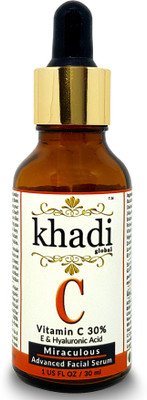 

Khadi Global Khadi Global Advanced Vitamin C 30% , E & Vegan Hyaluronic Acid Facial Serum For Face, Neck & Shoulder | Fights Free-Radical Damage, Sun Damage & Improves Pigmentation issues | Fight With Bacterias Inside Skin Pores, Stops Acne & Pimple Probl