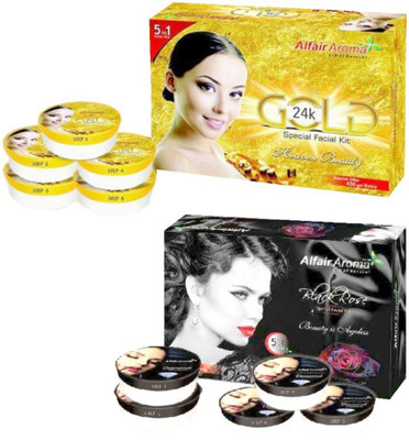 

Alfair Aroma 24k Gold Black Rose Special Facial Kit 900 g(Set of 2)
