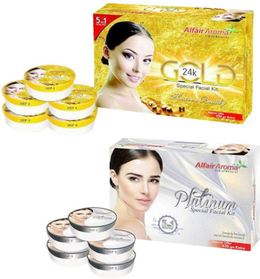 

Alfair Aroma 24k Gold Platinum Special Facial Kit 900 g(Set of 2)