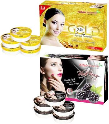 

Alfair Aroma 24k Gold Blackberry Special Facial Kit 900 g(Set of 2)