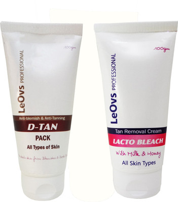 

LeOvs Lacto Tan Removal Bleach Cream 100 gm with D Tan Pack 100 gm(200 ml)